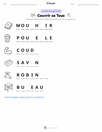 Aperçu de la feuille de travail imprimable Se couvrir la toux