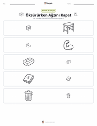 Öksürüğü Kapatmak yazdırılabilir çalışma sayfası önizlemesi