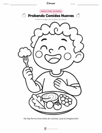 Página para colorear de Probar Alimentos Nuevos para niños