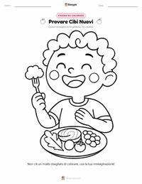 Pagina da colorare di Provare Nuovi Cibi per bambini