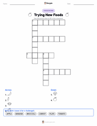 Trying New Foods printable worksheet preview