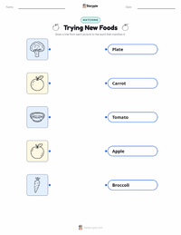Trying New Foods printable worksheet for kids