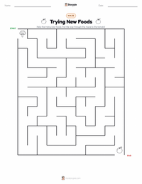 Trying New Foods printable worksheet preview