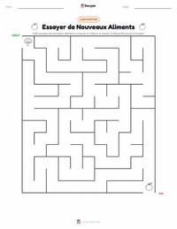 Aperçu de la feuille de travail imprimable Essayer de Nouveaux Aliments