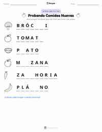 Vista previa de la hoja de trabajo imprimible de Probar Alimentos Nuevos