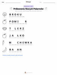 Podgląd drukowalnego arkusza ćwiczeń Próbowanie Nowych Potraw