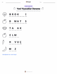 Yeni Yiyecekler Denemek yazdırılabilir çalışma sayfası önizlemesi