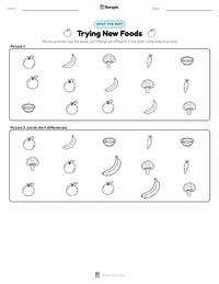 Trying New Foods printable worksheet preview
