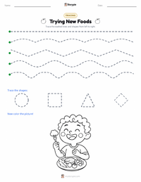Trying New Foods printable worksheet preview