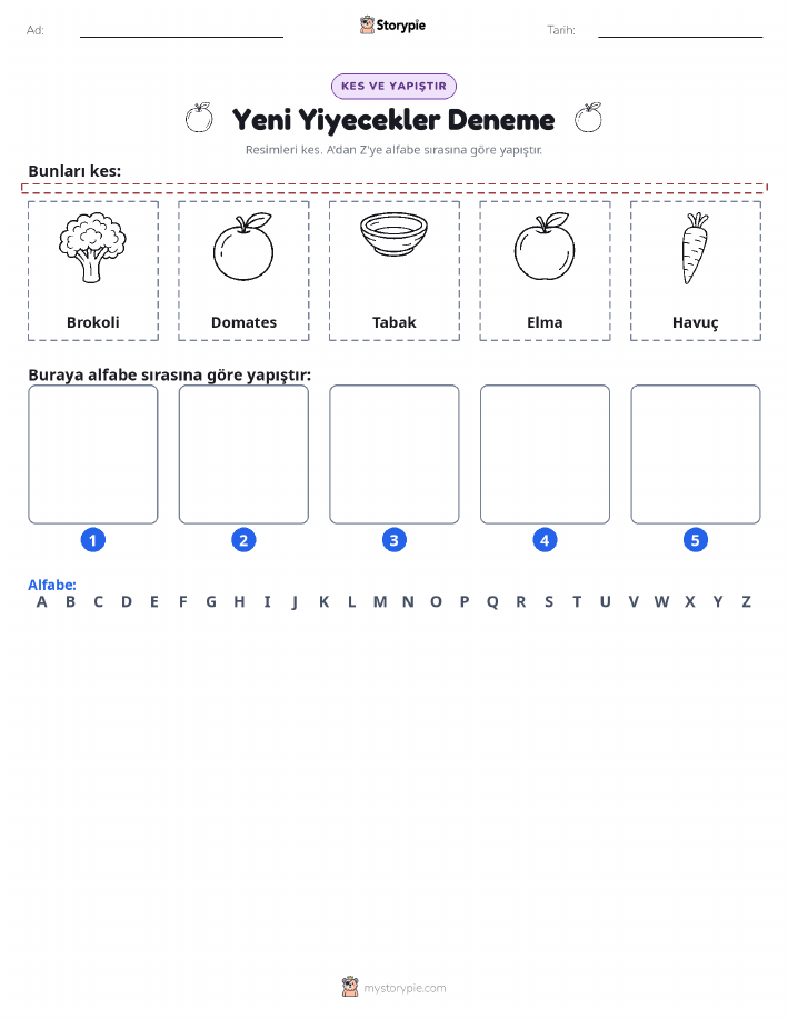 Kes & Yapıştır Alfabe