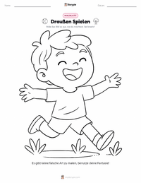 Draußen spielen Malvorlage für Kinder