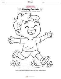 Playing Outside coloring page for kids