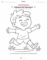 Strona do kolorowania Zabawa na zewnątrz dla dzieci