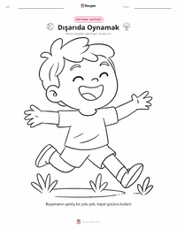 Dışarıda Oynamak çocuklar için boyama sayfası