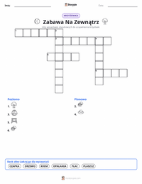 Podgląd drukowalnego arkusza ćwiczeń Zabawa na zewnątrz