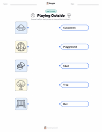 Playing Outside printable worksheet for kids