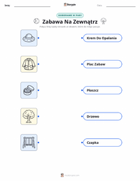Drukowalny arkusz ćwiczeń Zabawa na zewnątrz dla dzieci