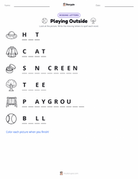 Playing Outside printable worksheet preview
