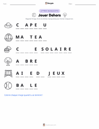 Aperçu de la feuille de travail imprimable Jouer Dehors