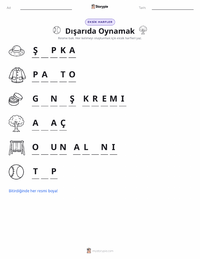Dışarıda Oynamak yazdırılabilir çalışma sayfası önizlemesi