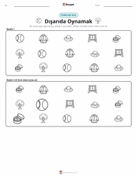 Dışarıda Oynamak yazdırılabilir çalışma sayfası önizlemesi