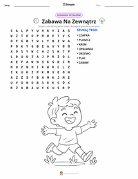 Podgląd drukowalnego arkusza ćwiczeń Zabawa na zewnątrz
