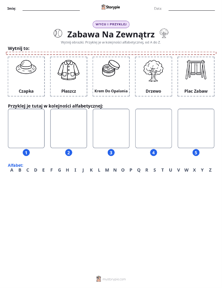 Wytnij i Wklej Alfabet