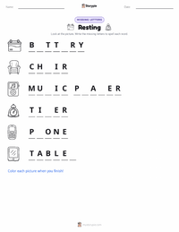 Resting printable worksheet preview