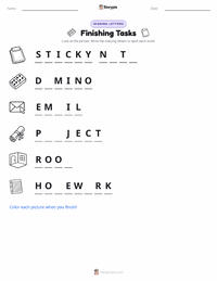 Finishing Tasks printable worksheet preview