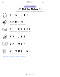 Aperçu de la feuille de travail imprimable Terminer les tâches