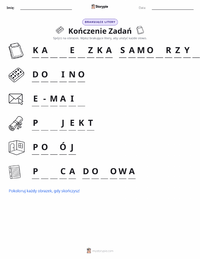 Podgląd drukowalnego arkusza ćwiczeń Kończenie zadań