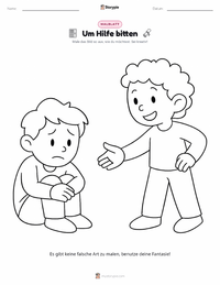 Um Hilfe bitten Malvorlage für Kinder