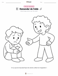 Page de coloriage Demander de l'aide pour les enfants