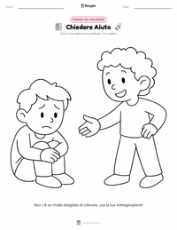 Pagina da colorare di Chiedere Aiuto per bambini