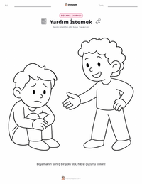 Yardım İstemek çocuklar için boyama sayfası