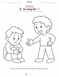 Trang tô màu Yêu Cầu Sự Giúp Đỡ cho trẻ em