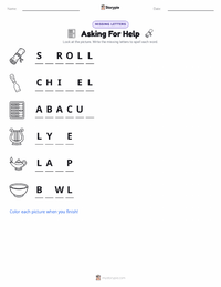 Asking For Help printable worksheet preview