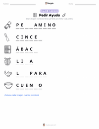 Vista previa de la hoja de trabajo imprimible de Pedir Ayuda