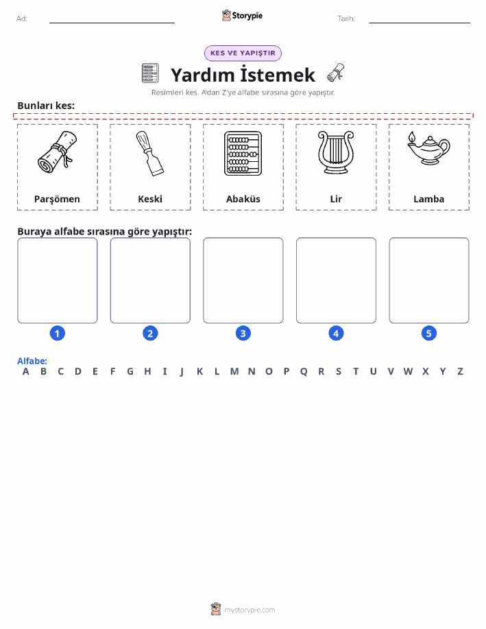 Kes & Yapıştır Alfabe
