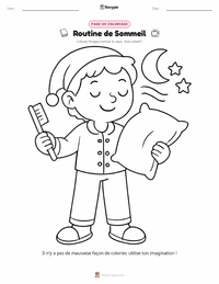 Page de coloriage Routine de sommeil pour les enfants