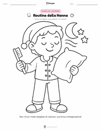 Pagina da colorare di Routine del Sonno per bambini