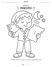 Slaaproutine kleurplaat voor kinderen