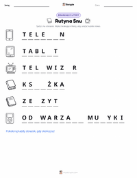 Podgląd drukowalnego arkusza ćwiczeń Rutyna Snu