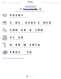 Vista previa de la hoja de trabajo imprimible de Comunicación