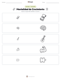 Vista previa de la hoja de trabajo imprimible de Mentalidad de Crecimiento