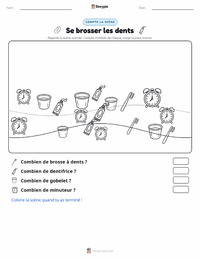 Aperçu de la feuille de travail imprimable Brossage des dents