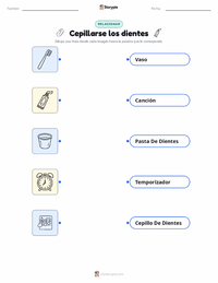 Hoja de trabajo imprimible de Cepillarse los Dientes para niños