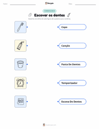 Folha de atividades imprimível Escovar os Dentes para crianças
