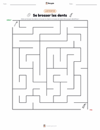 Aperçu de la feuille de travail imprimable Brossage des dents