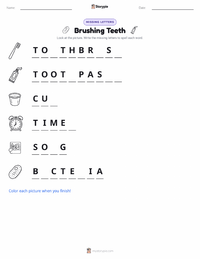 Brushing Teeth printable worksheet preview